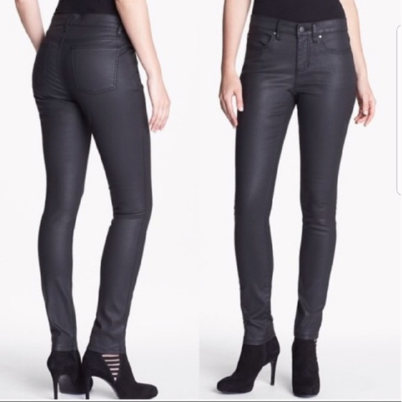 Eileen Fisher Denim - Eileen Fisher Waxed Faux Leather Skinny Jeans